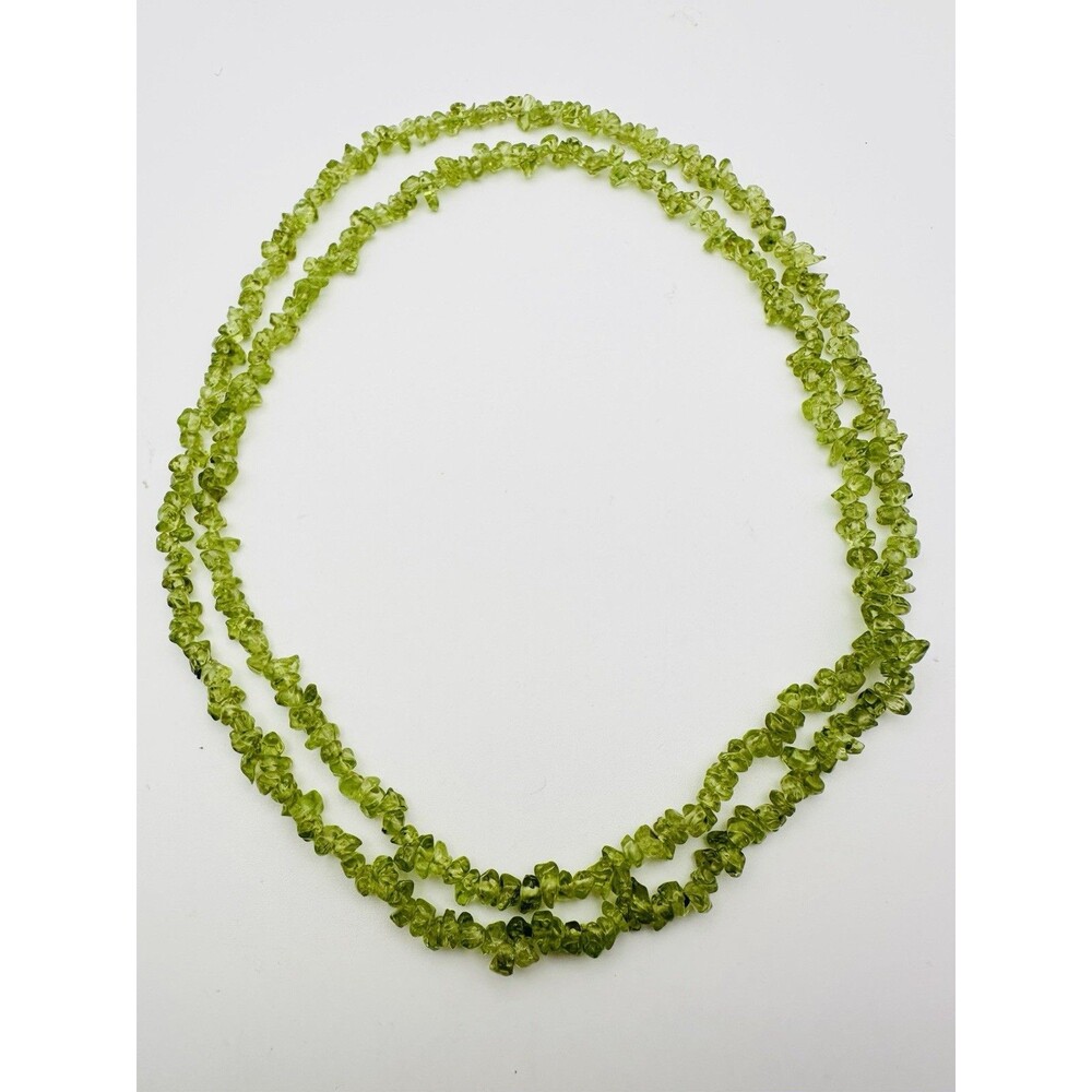 Natural Peridot Chip Necklace 28”